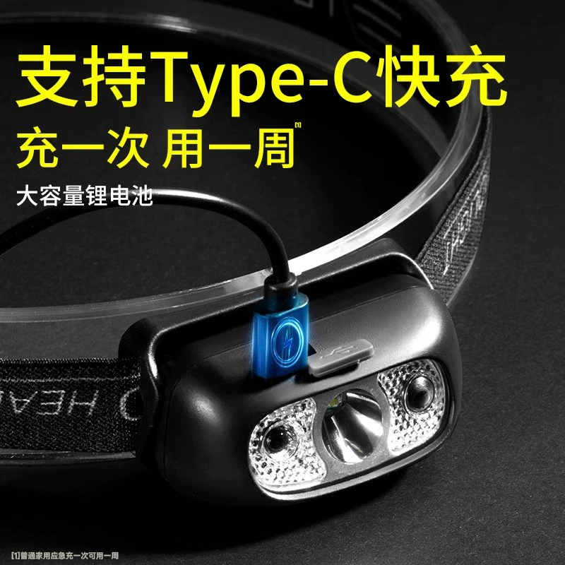 AUX headlights, strong light charging, ultra bright sensing, head mounted lighting, ultra long endurance, outdoor fishing, hiking, small size