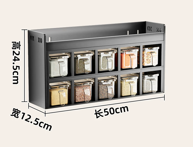Kitchen seasoning storage rack, non perforated wall hanging, multifunctional seasoning combination set, seasoning box jar, kitchen and household use