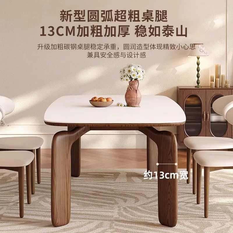 Light luxury rock slab dining table and chair combination with ancient style 2026 new home living room dining room simple rectangular dining table