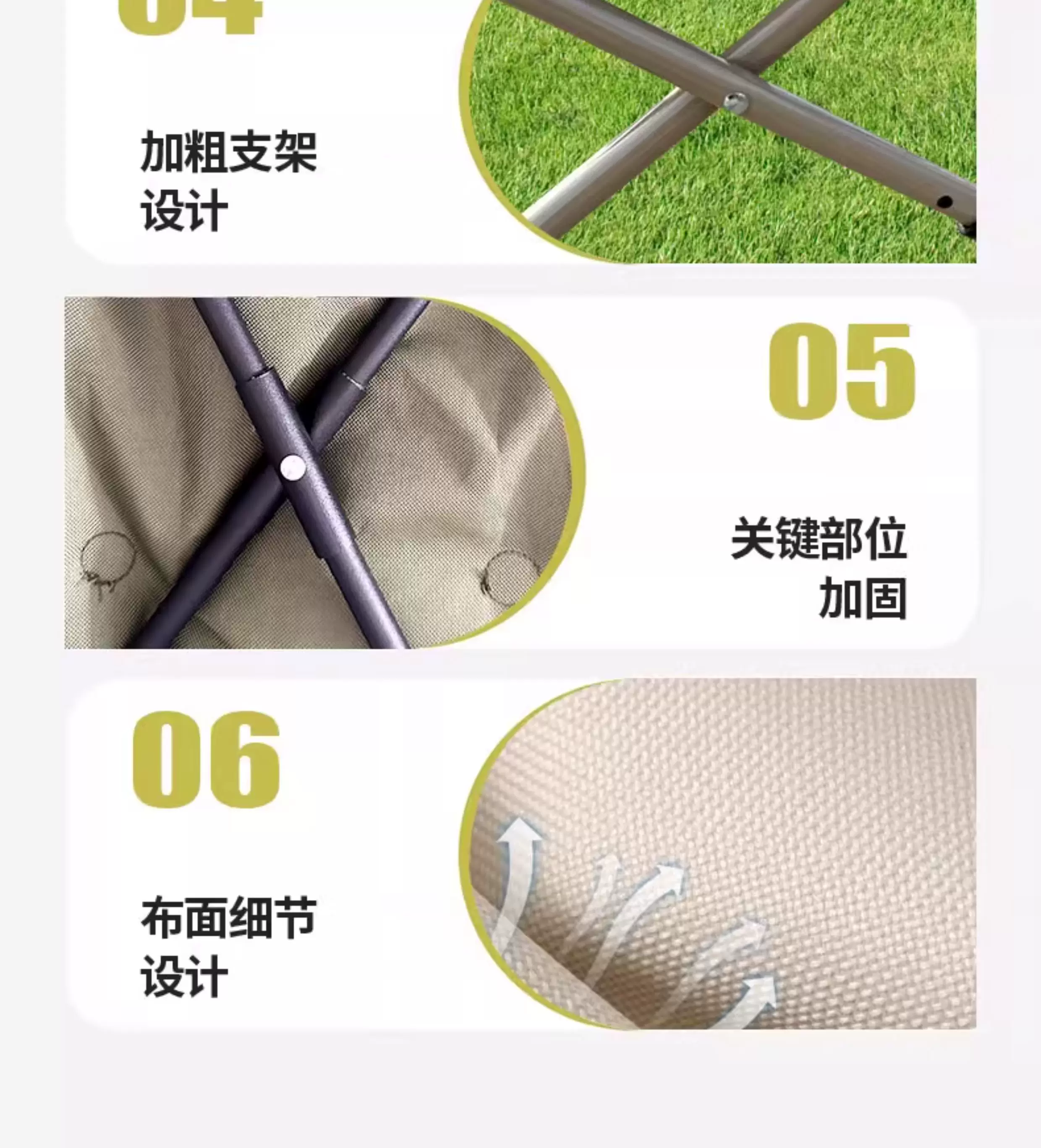 Outdoor folding lounge chair with three adjustable levels, portable picnic camping chair, office nap folding bed