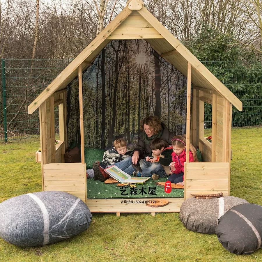 Kindergarten Outdoor Doll Home Wooden Kitchen Children's Outdoor Mobile Game House Garden Anti corrosion Wooden House Assembly