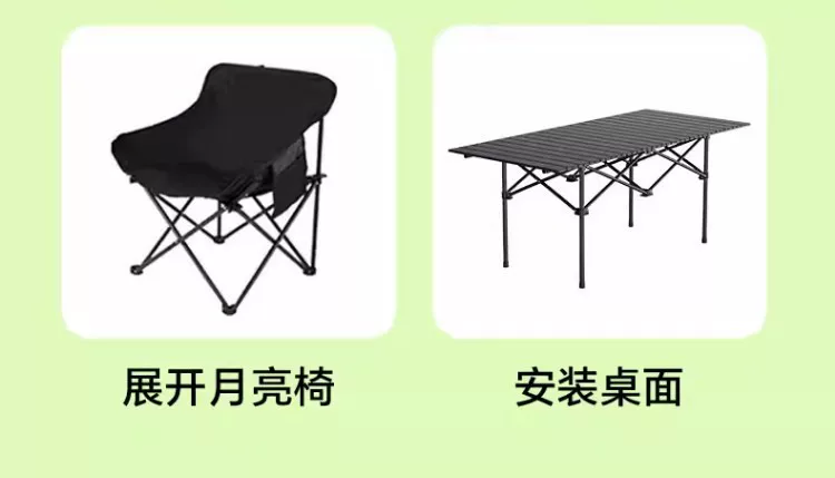 Outdoor folding table camping table chair portable picnic table folding chair Chicken rolls table camping picnic equipment set