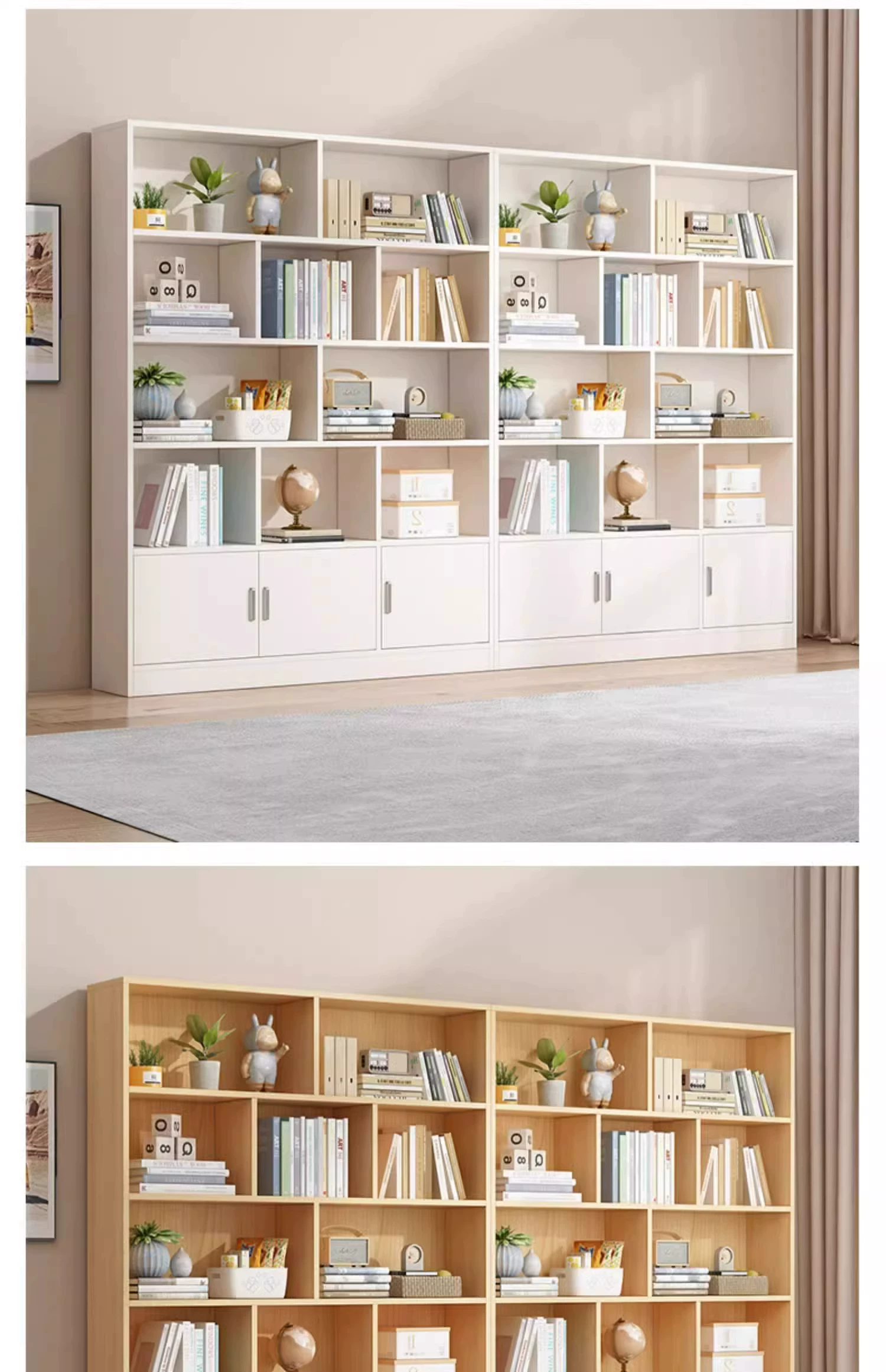 Bookcases, floor to ceiling shelves, multi-layer student home bookshelves, living room integrated wall to wall bookshelves, study floor to ceiling cabinets