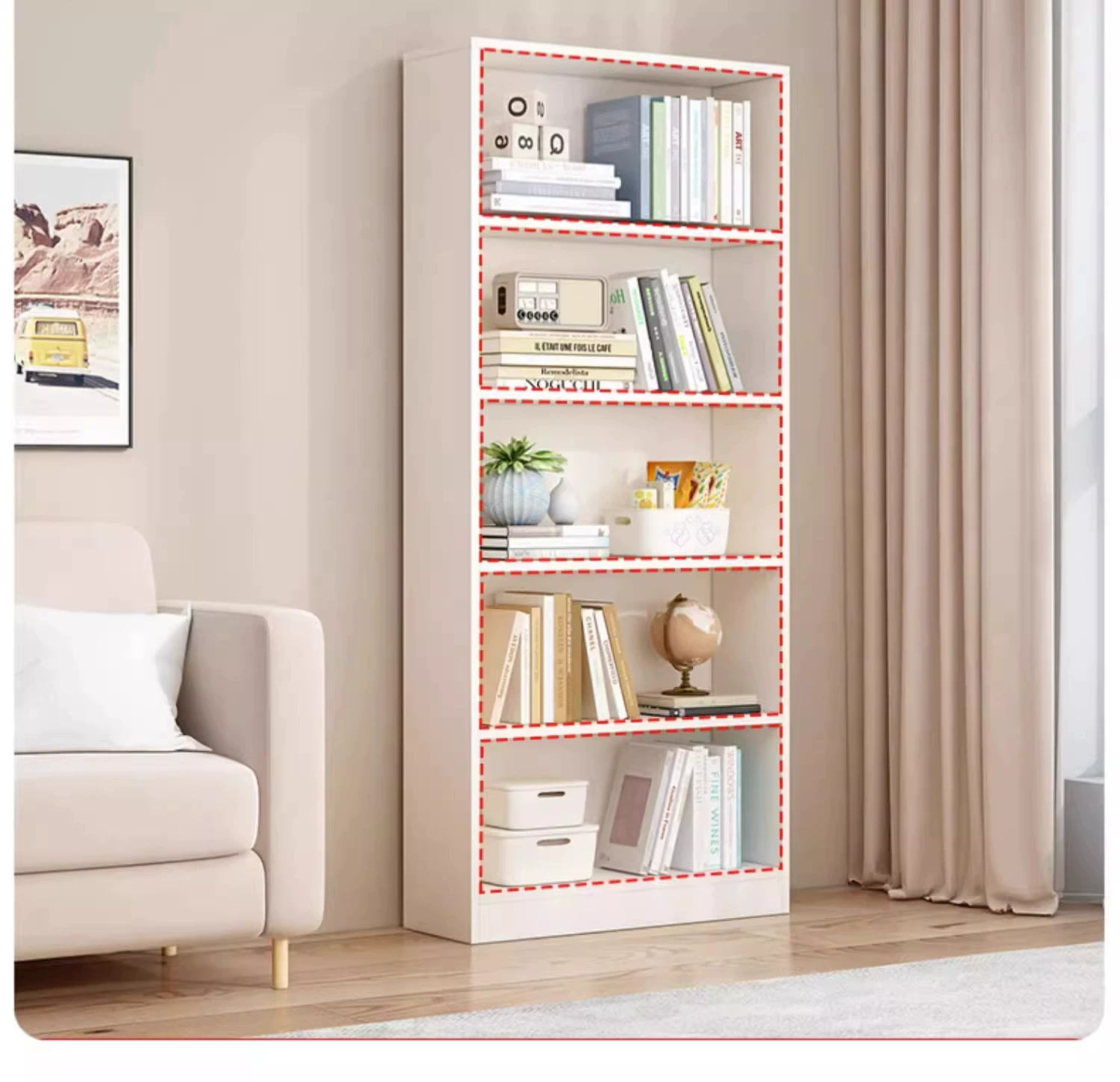 Bookcases, floor to ceiling shelves, multi-layer student home bookshelves, living room integrated wall to wall bookshelves, study floor to ceiling cabinets