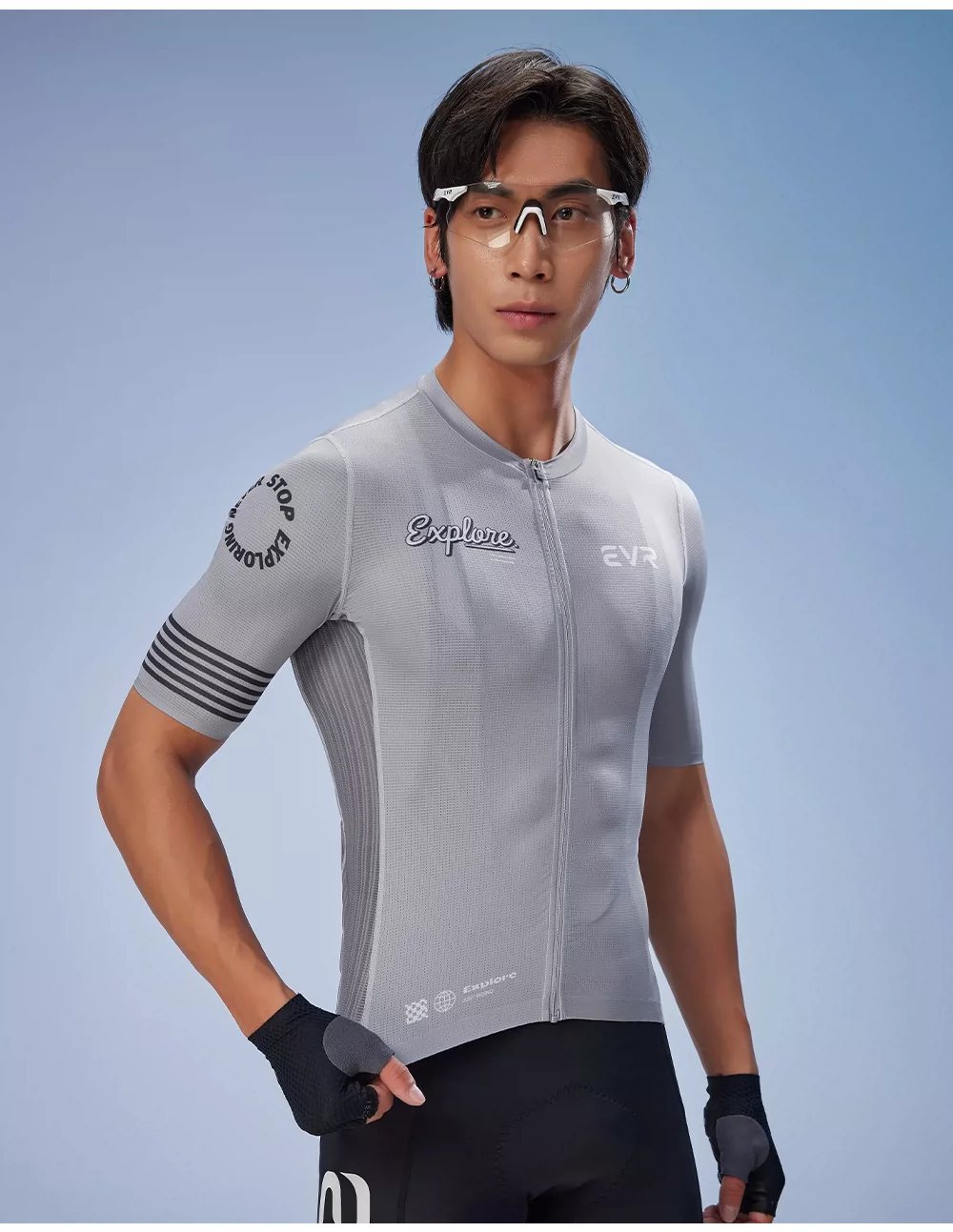 EVR cycling suit men's summer road bike spring and autumn short sleeved top printed set quick drying explore