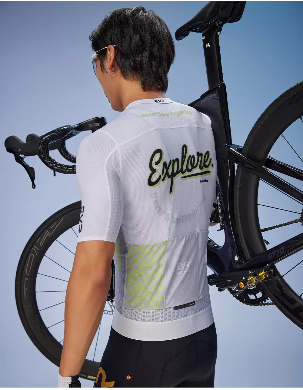 EVR cycling suit men's summer road bike spring and autumn short sleeved top printed set quick drying explore