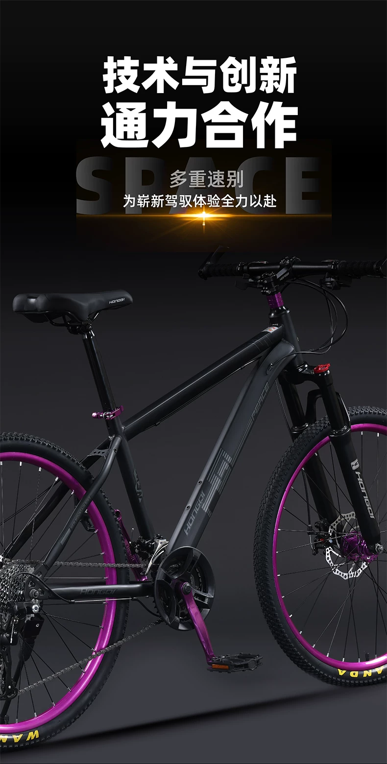 Red Flag Official Flagship Store Aluminum Alloy Mountain Bike Male Adult Off road Variable Speed Highway Purple Matching Youth Bike