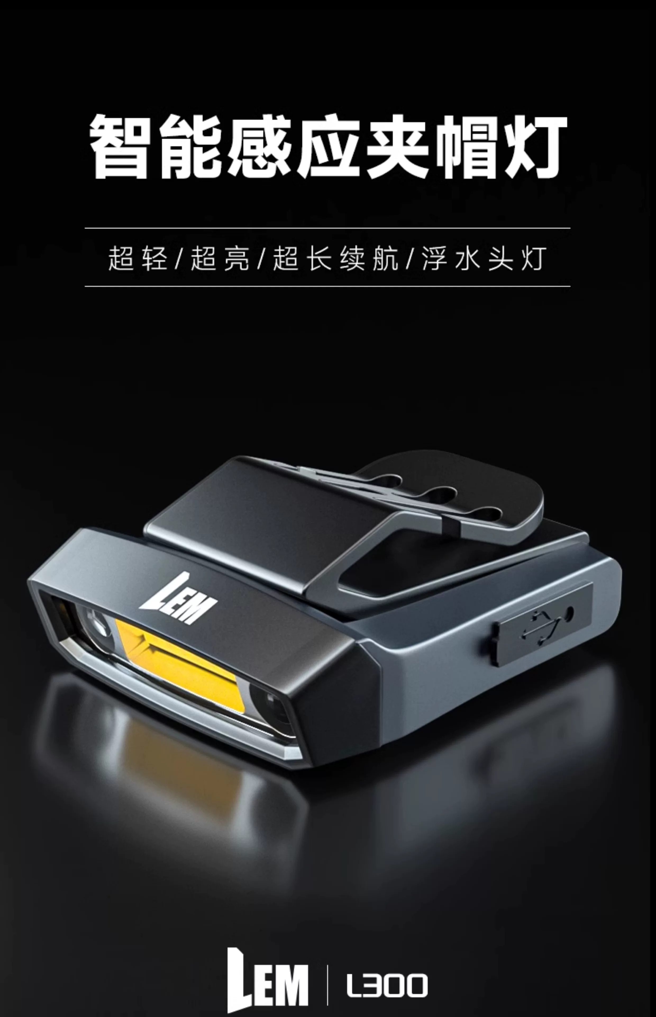 LEM Headlamp Fishing Specific Induction Hat Clip Light Strong Light Super Bright Charging Head Mounted Clip on Long Range Night Fishing Light