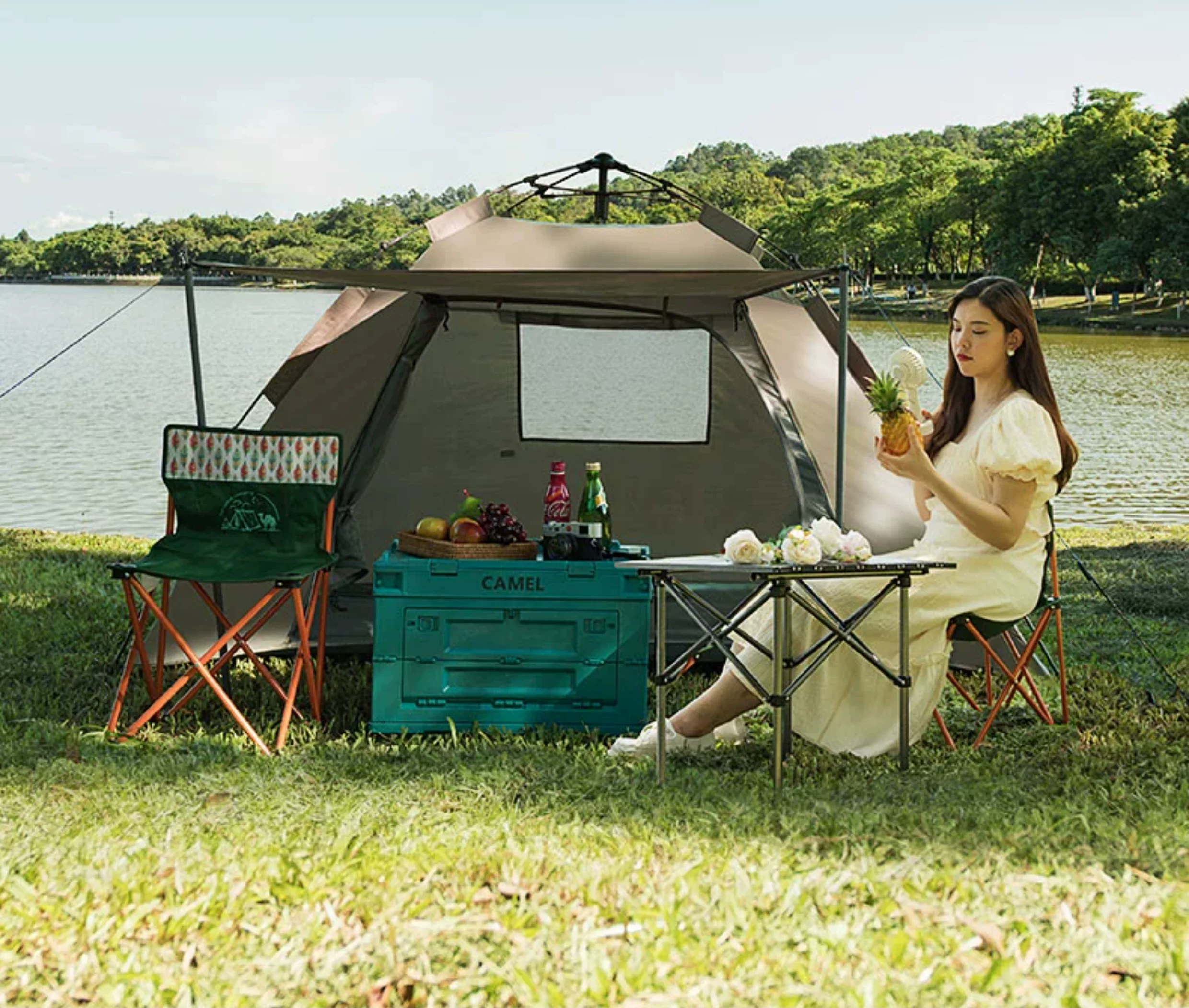 [Mountain House] Camel Tent Outdoor Canopy Portable Folding Automatic Windproof Park Camping Outdoor Camping Equipment