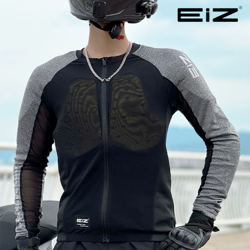 EIZ motorcycle armor suit for summer motorcycle travel, suitable for men and women, anti fall and breathable CE2 certified protective gear, commuting and off-road dual-use cycling suit EX-01 black gray armor suit