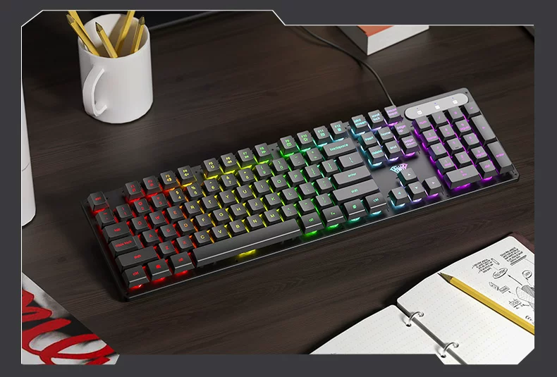 Wolf Spider (AULA) wired office silent keyboard desktop computer keyboard S3005 mechanical feel cool lighting effect