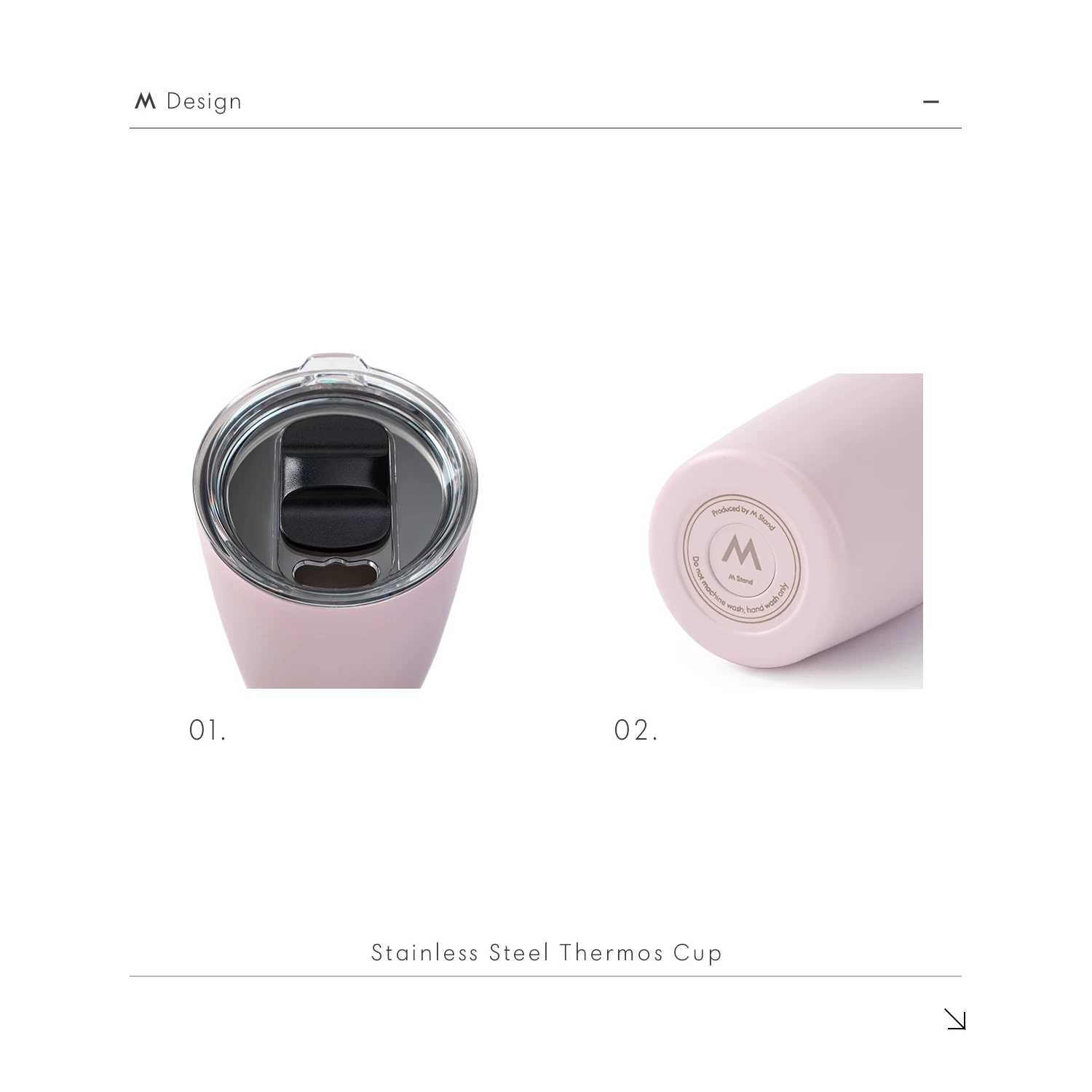 M Stand Insulated Cup 550ml Stainless Steel Portable Long term Insulation and Cooling for Work and Travel Large Capacity Insulated Cup