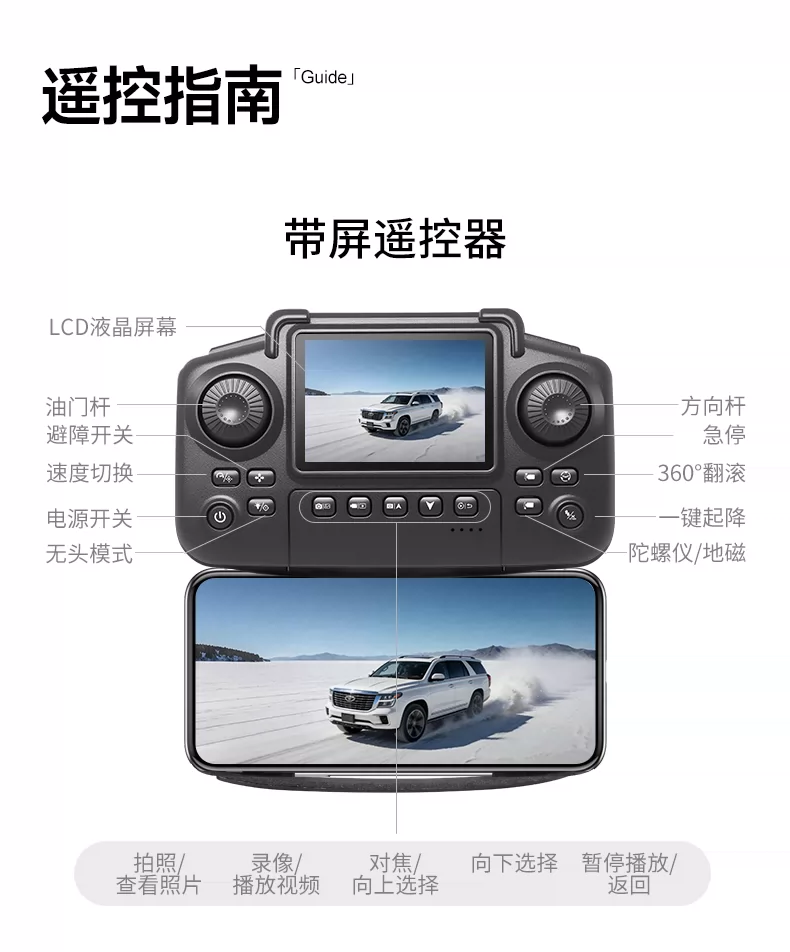 Mini drone aerial photography, professional high-definition quadcopter, children's toy, drop resistant screen, optical flow control, full protection 4K