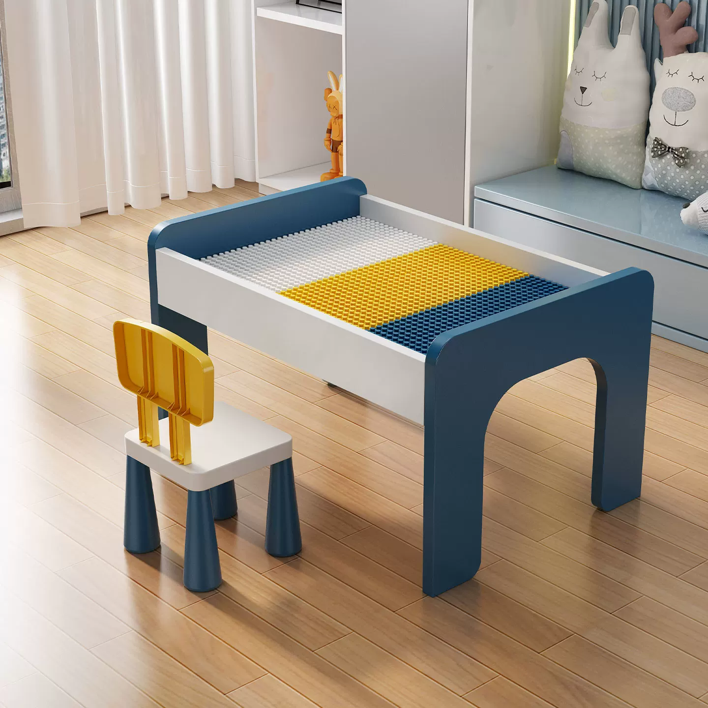 Children's Building Blocks Table Large Particle Male and Female Baby Puzzle Assembly Large Size Wooden Multi functional Toy Table