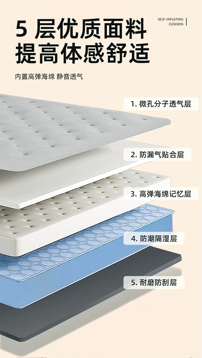 Arctic Wolf Inflatable Mattress Outdoor Portable Camping Single/Double Mattress Tent Automatic Air Cushion Bed Sleeping Floor Mat
