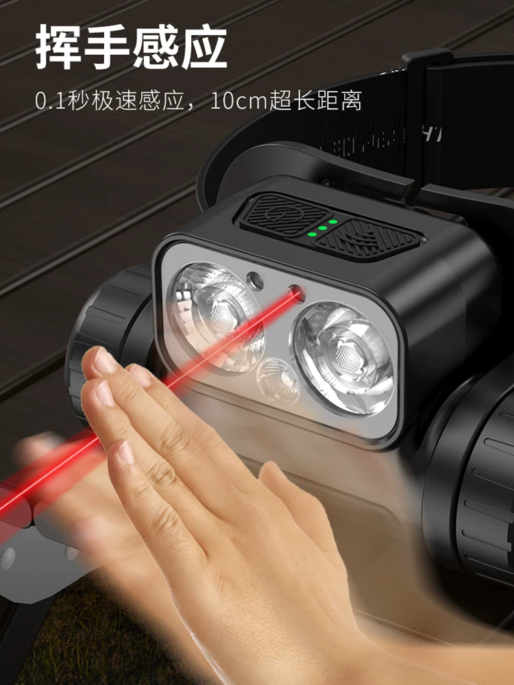 Cat Commander 2025 new strong light headlight fishing specific induction ultra long endurance night fishing light ultra bright red light mosquito repellent