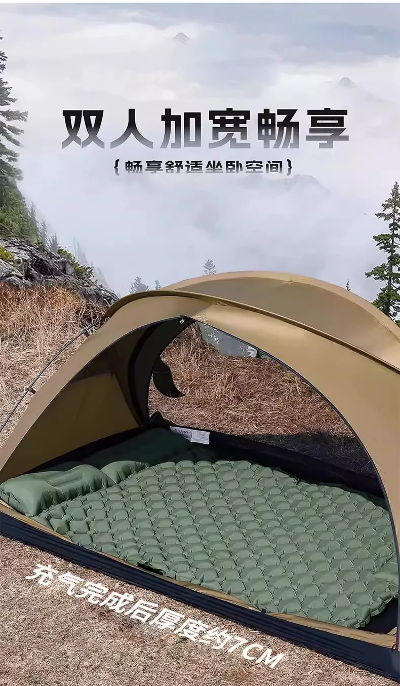 Outdoor ultra light inflatable mattress with foot cushion, outdoor tent sleeping pad, portable hiking camping single air mattress