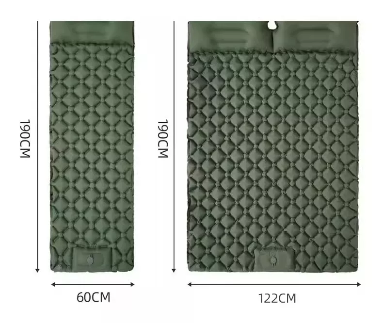 Outdoor ultra light inflatable mattress with foot cushion, outdoor tent sleeping pad, portable hiking camping single air mattress