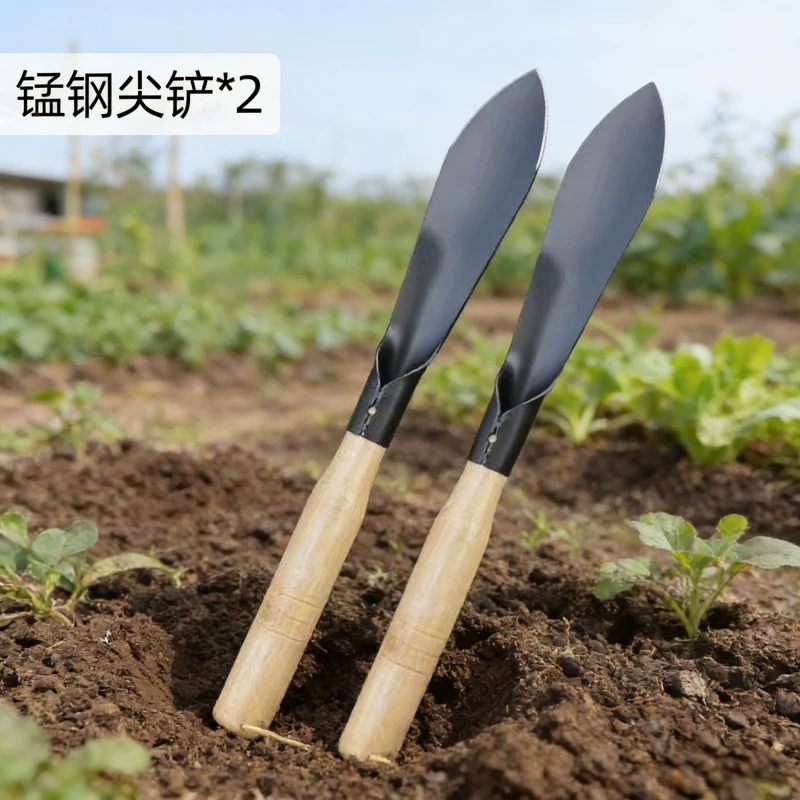 Planting flowers and vegetables with a small shovel, digging wild vegetables with manganese steel, an outdoor digging tool, a gardening tool, a household vegetable specific shovel, used to drive the sea