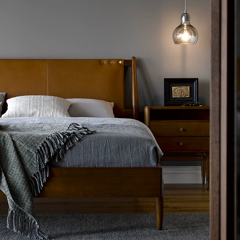 Kena Kona/Nordic Light Luxury Leather Leather Modern Simple Creative Hold Follow Gavel Maine Mode Good Good Good Wood Bed z z