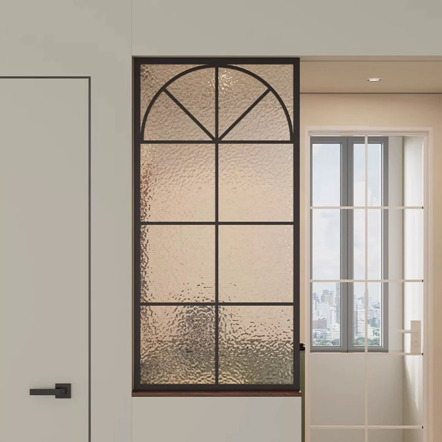 Ultra white water ripple tempered glass art partition screen, room wall, makeup room, half wall, living room, entrance foyer screen