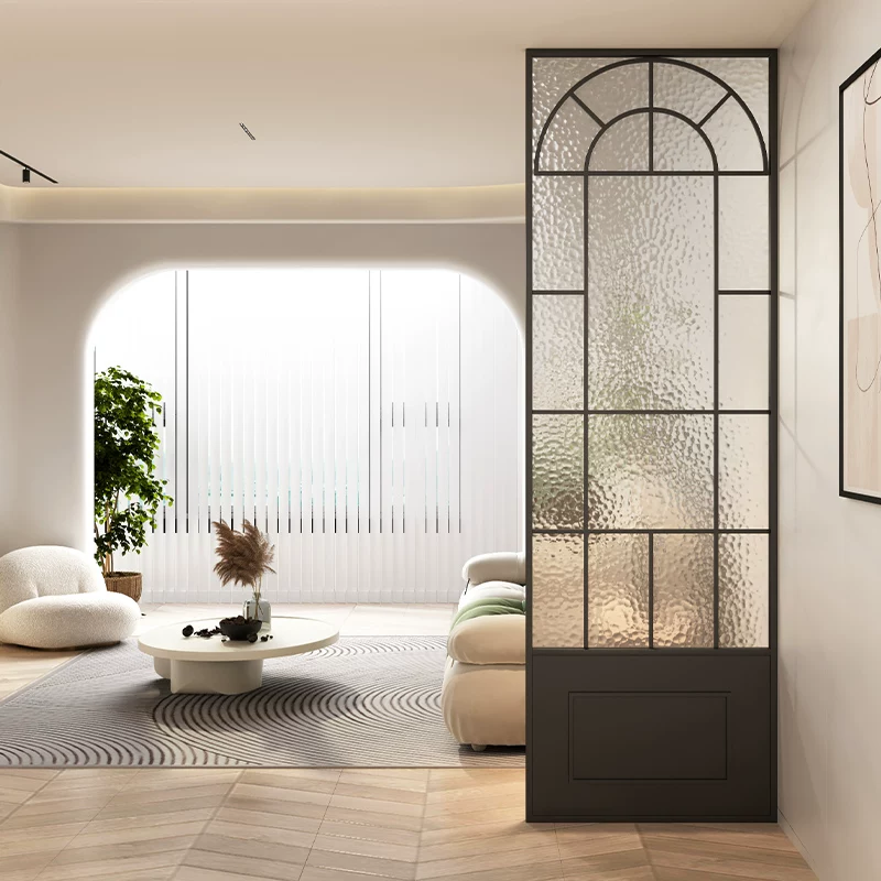 Ultra white water ripple tempered glass art partition screen, room wall, makeup room, half wall, living room, entrance foyer screen