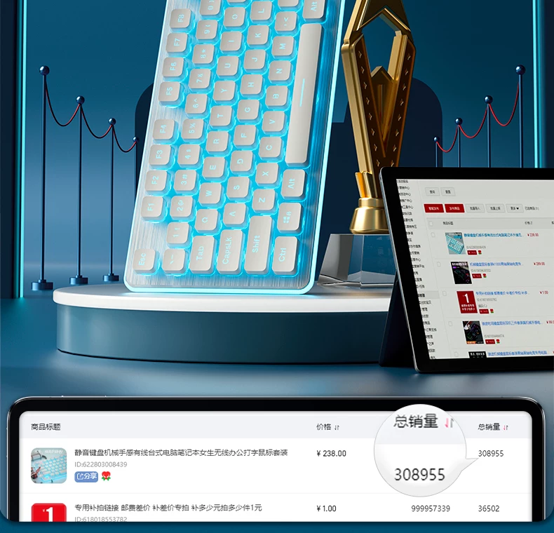 Silent keyboard, wired desktop computer, universal laptop, female office game, e-sports specific mouse set