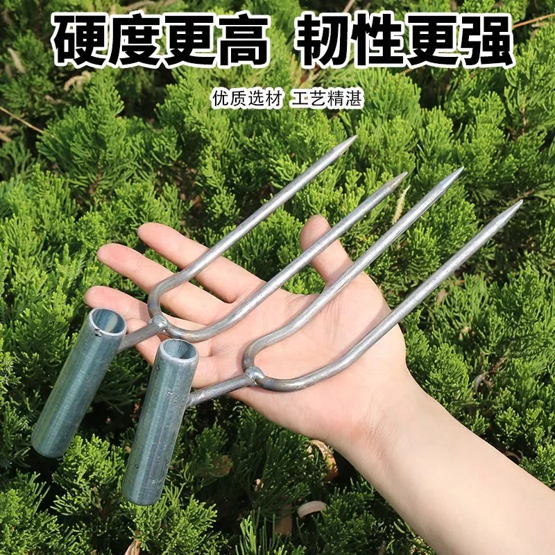 Handheld two toothed shovel for loosening soil, gardening artifact for planting vegetables, flowers, fertilizing, weeding tools, soil breaking artifact