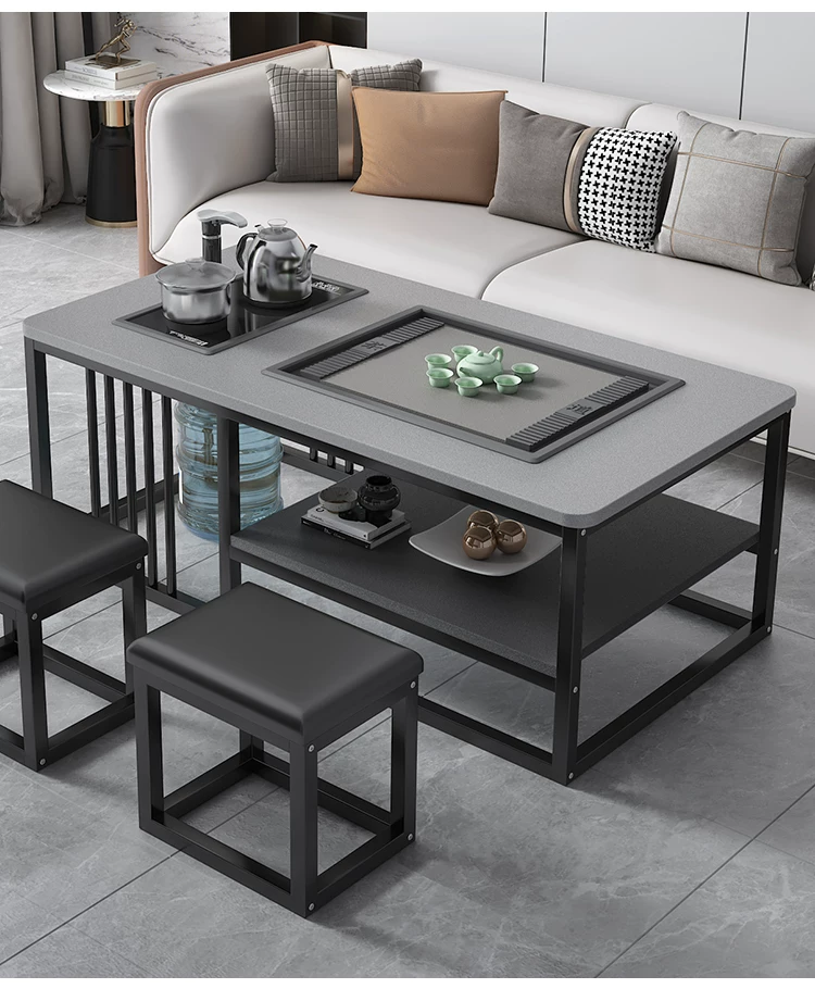 Tea table, living room, simple modern home, office, Kung Fu tea table, tea set, complete set of simple tea making, integrated table