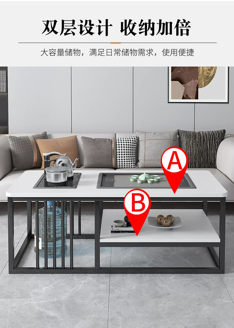 Tea table, living room, simple modern home, office, Kung Fu tea table, tea set, complete set of simple tea making, integrated table