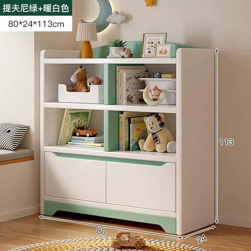 Solid wood bookshelf storage rack, floor to ceiling living room integrated with wall, multi-layer storage cabinet, storage cabinet, children's student bookshelf