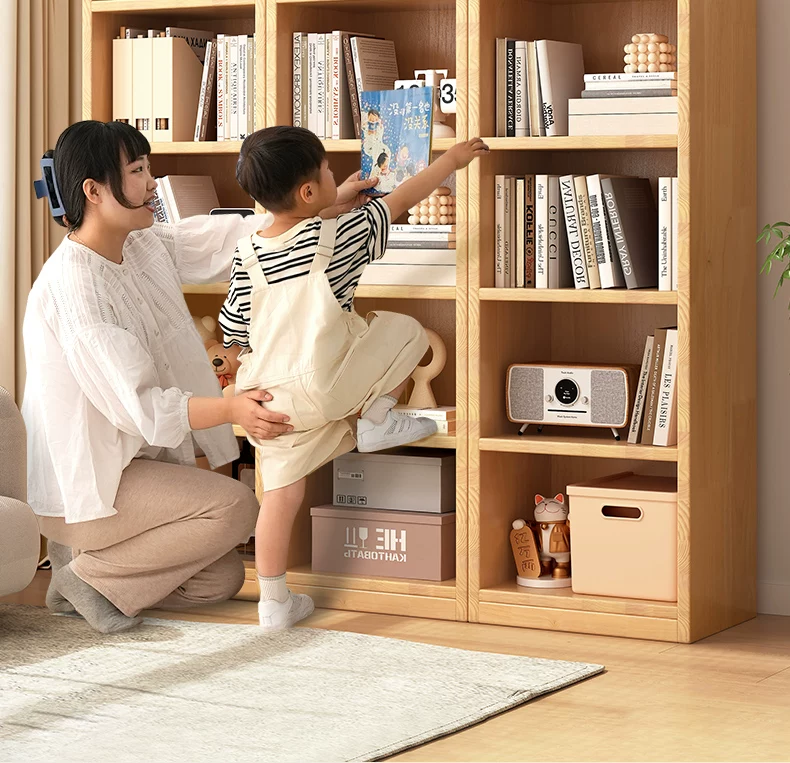 Thickened unpainted solid wood bookshelf with six layers of imported pine corner bookshelf