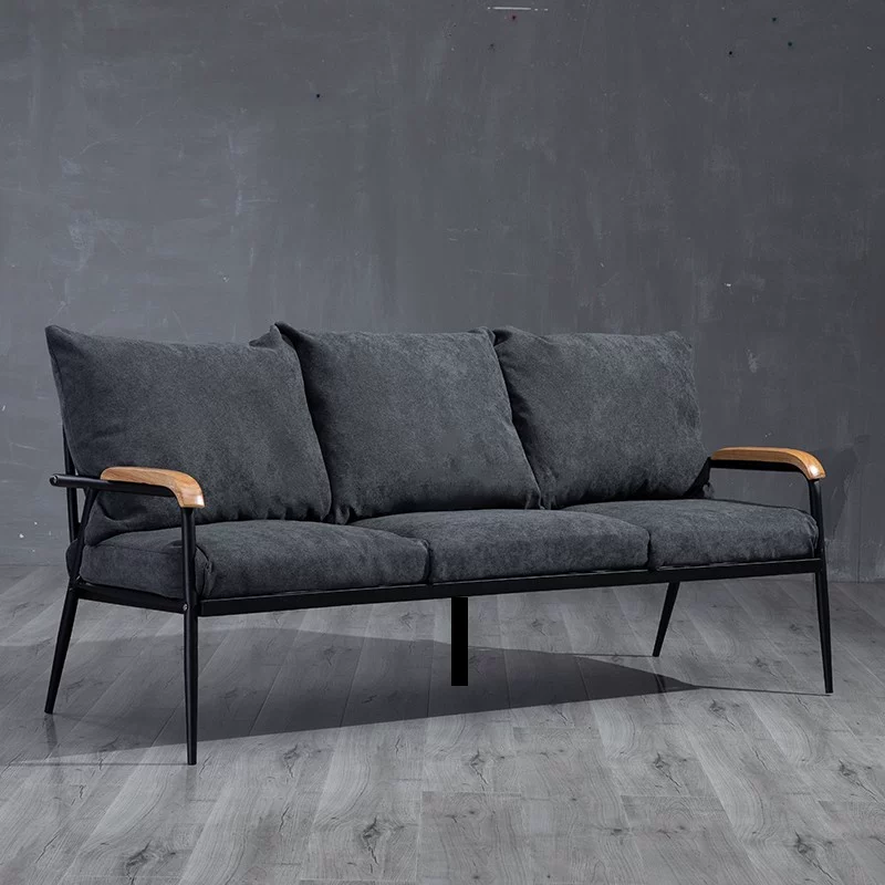 Double Room Fanchen Nordic Fabric Sofa Small House Living Room Solid Wood Iron Art Simple Modern Set Frame Bedroom
