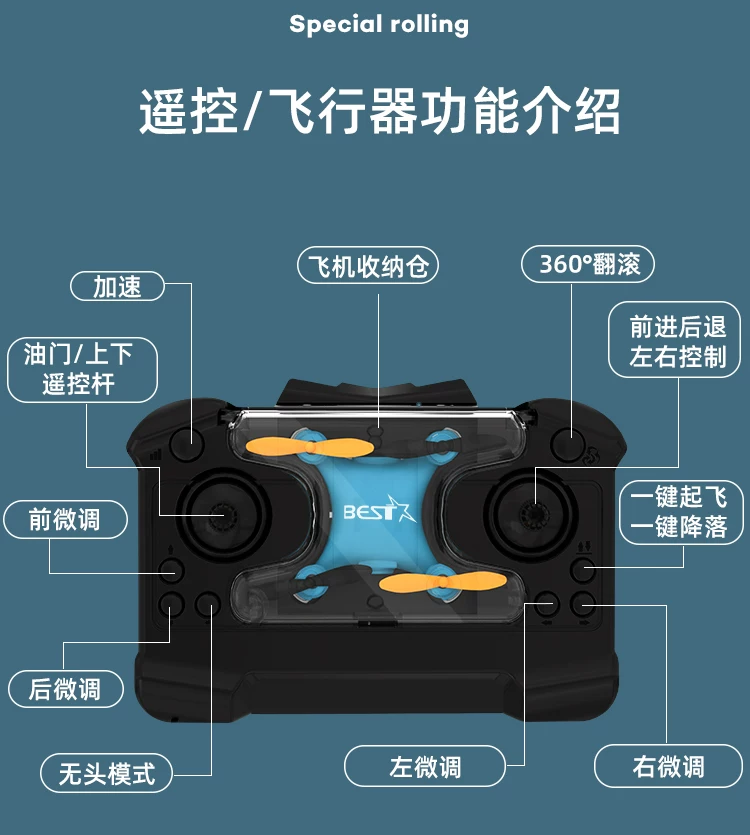 Children's drone mini aerial quadcopter, elementary school students' black technology remote control airplane, Children's Day toy gift