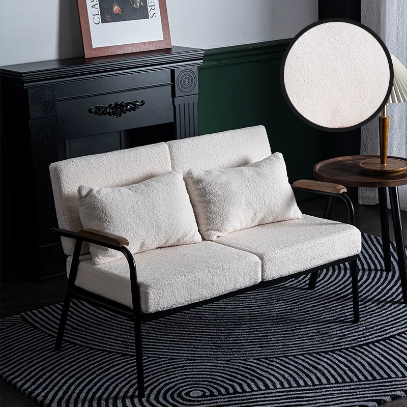 Nordic minimalist fabric sofa, living room, small unit, wrought iron, single, double, bedroom, women's simple, light luxury chair, industrial style