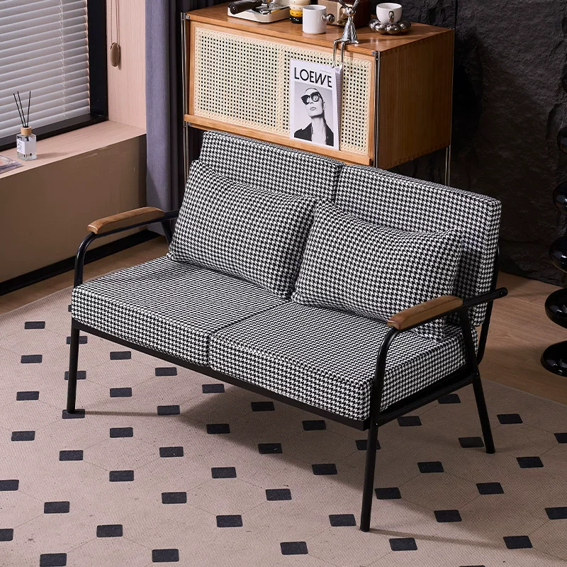 Nordic minimalist fabric sofa, living room, small unit, wrought iron, single, double, bedroom, women's simple, light luxury chair, industrial style