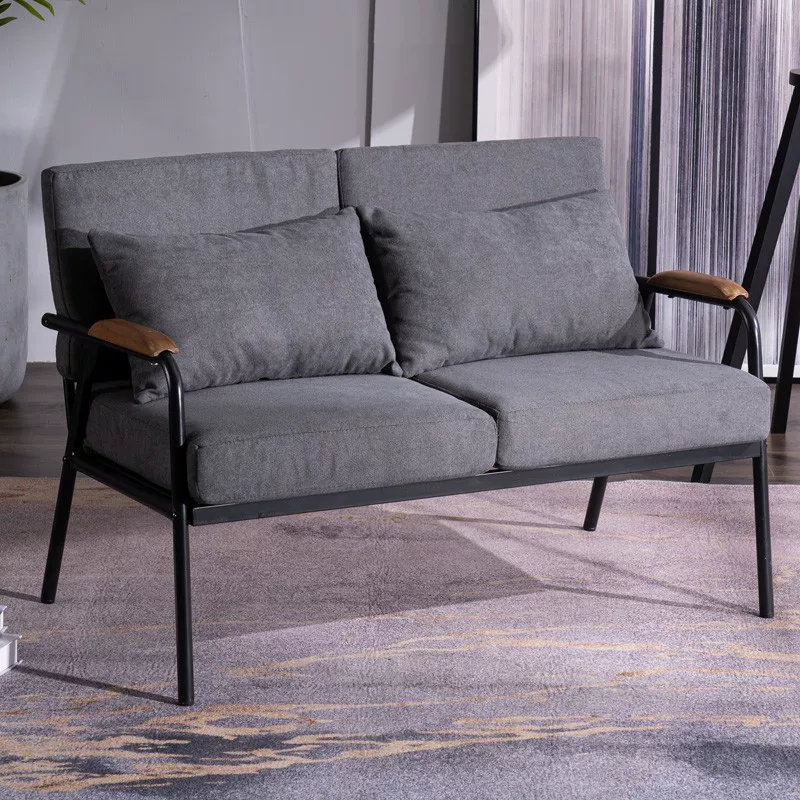 Nordic minimalist fabric sofa, living room, small unit, wrought iron, single, double, bedroom, women's simple, light luxury chair, industrial style