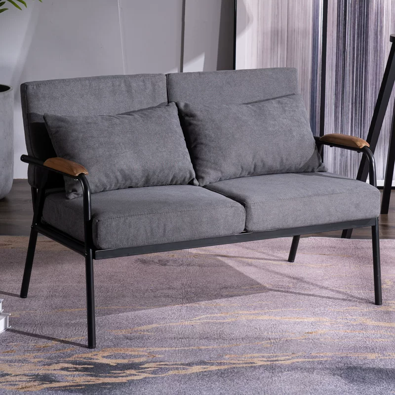 Nordic minimalist fabric sofa, living room, small unit, wrought iron, single, double, bedroom, women's simple, light luxury chair, industrial style