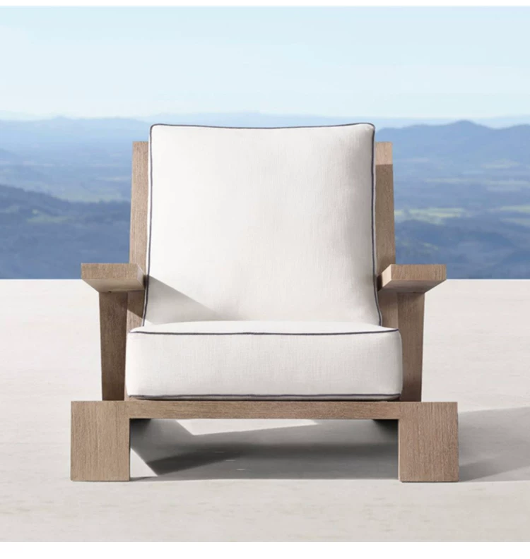 Nordic Outdoor Courtyard Garden Villa Outdoor Teak Sofa Leisure Sofa Aluminum Alloy Outdoor Waterproof Sunscreen
