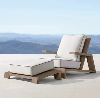 Nordic Outdoor Courtyard Garden Villa Outdoor Teak Sofa Leisure Sofa Aluminum Alloy Outdoor Waterproof Sunscreen