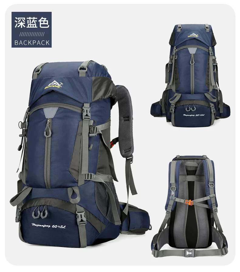 60+5L Professional Outdoor Mountaineering Large Capacity Lightweight Travel Hiking Backpack Waterproof Camping Backpack