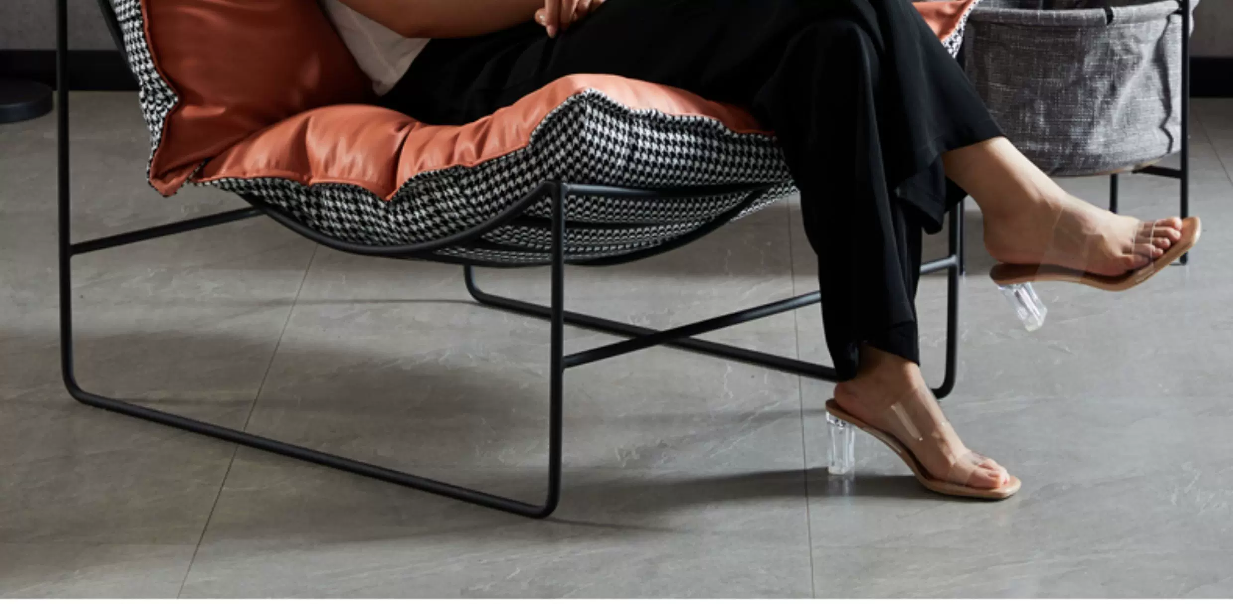 Nordic Leisure Living Room Fabric Sofa Tea Table Internet Celebrity Bedroom Balcony Single Leisure Chair Iron Art Lazy Sofa Chair