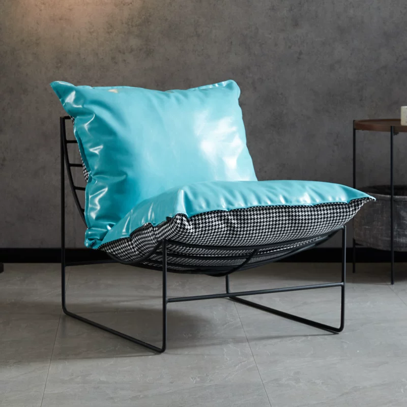 Nordic Leisure Living Room Fabric Sofa Tea Table Internet Celebrity Bedroom Balcony Single Leisure Chair Iron Art Lazy Sofa Chair
