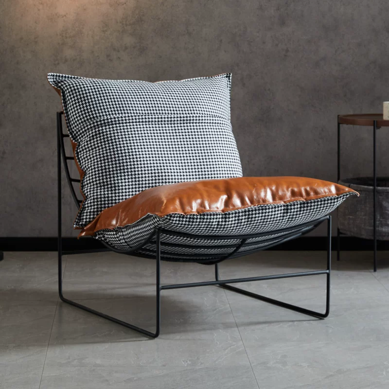 Nordic Leisure Living Room Fabric Sofa Tea Table Internet Celebrity Bedroom Balcony Single Leisure Chair Iron Art Lazy Sofa Chair