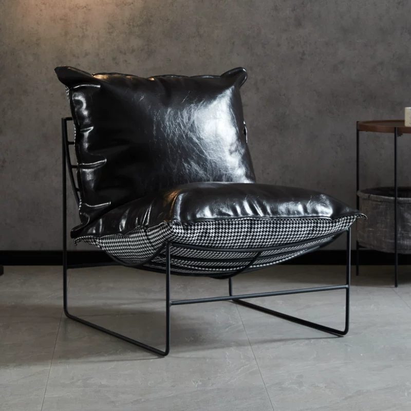 Nordic Leisure Living Room Fabric Sofa Tea Table Internet Celebrity Bedroom Balcony Single Leisure Chair Iron Art Lazy Sofa Chair
