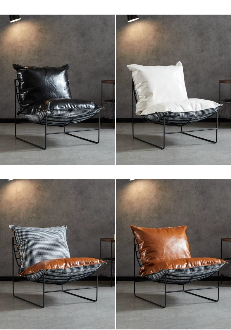 Nordic Leisure Living Room Fabric Sofa Tea Table Internet Celebrity Bedroom Balcony Single Leisure Chair Iron Art Lazy Sofa Chair