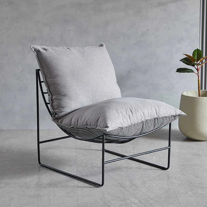 Nordic Leisure Living Room Fabric Sofa Tea Table Internet Celebrity Bedroom Balcony Single Leisure Chair Iron Art Lazy Sofa Chair