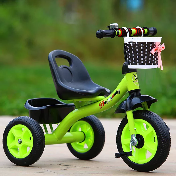 Miset Children's Tricycle High spec Bicycle with Storage Basket 1-6 Year Old Push Handle Baby Bike Foam Wheel Recommended