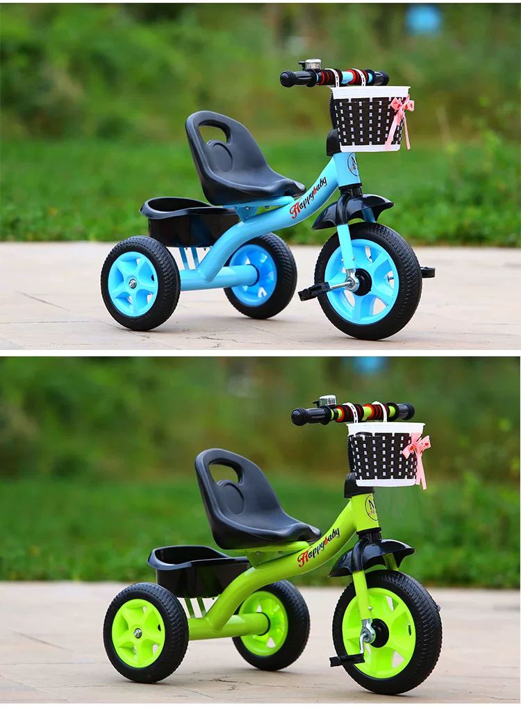 Miset Children's Tricycle High spec Bicycle with Storage Basket 1-6 Year Old Push Handle Baby Bike Foam Wheel Recommended