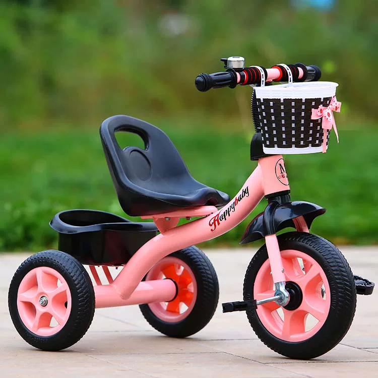 Miset Children's Tricycle High spec Bicycle with Storage Basket 1-6 Year Old Push Handle Baby Bike Foam Wheel Recommended